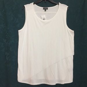 NWT The Limited ruffle front off-white tank top